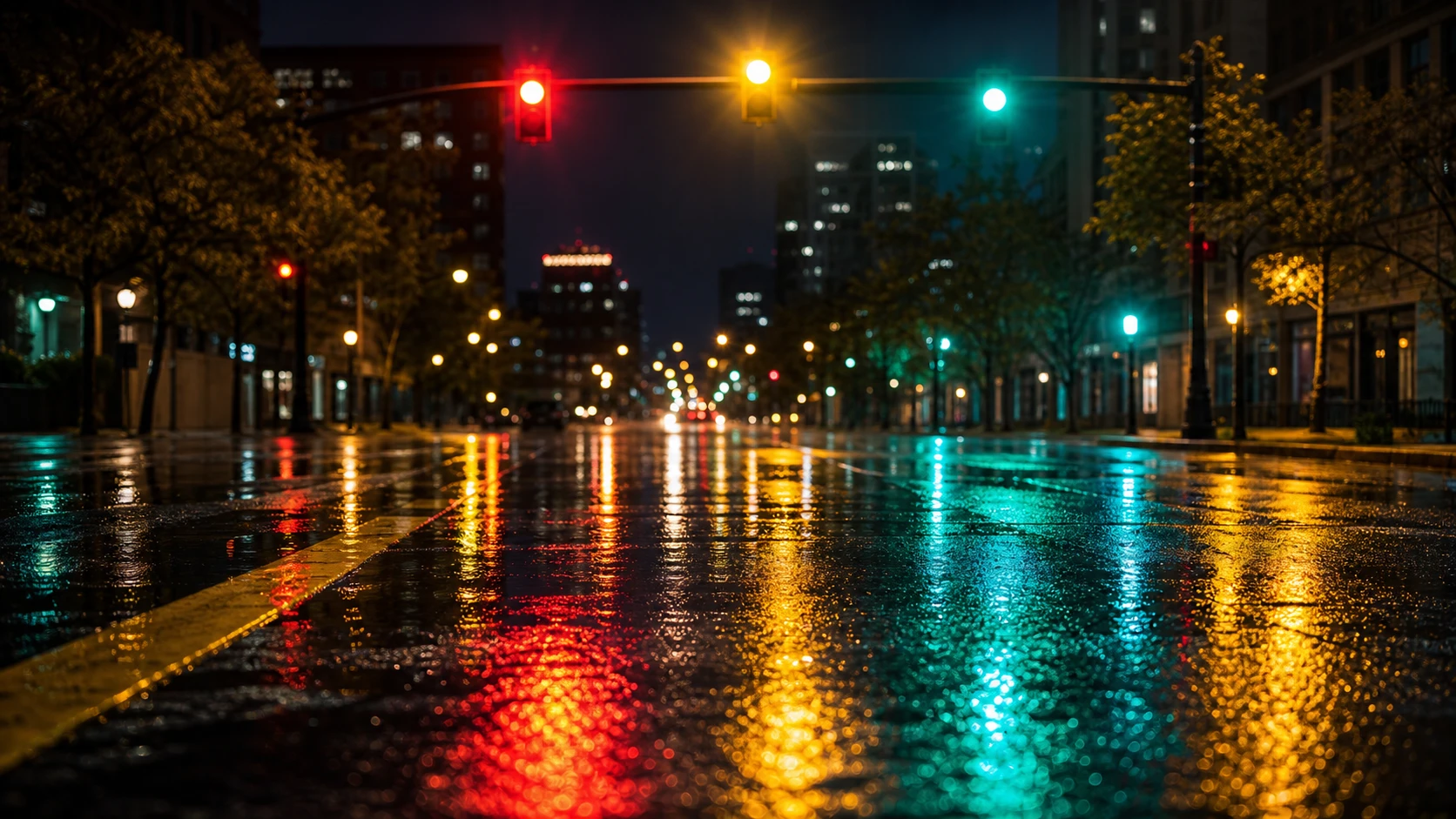 Colored Lights on the Road