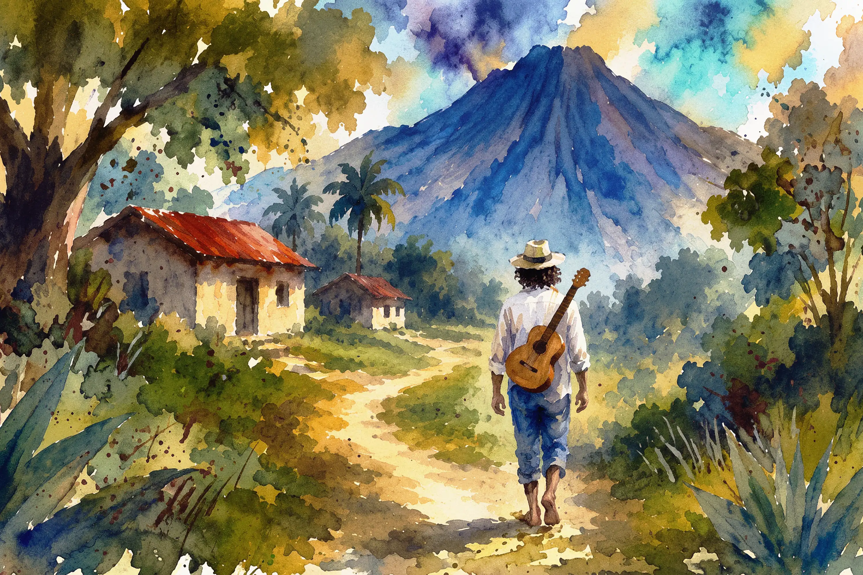 Illustrated Costa Rican landscape from the world of Guáncher